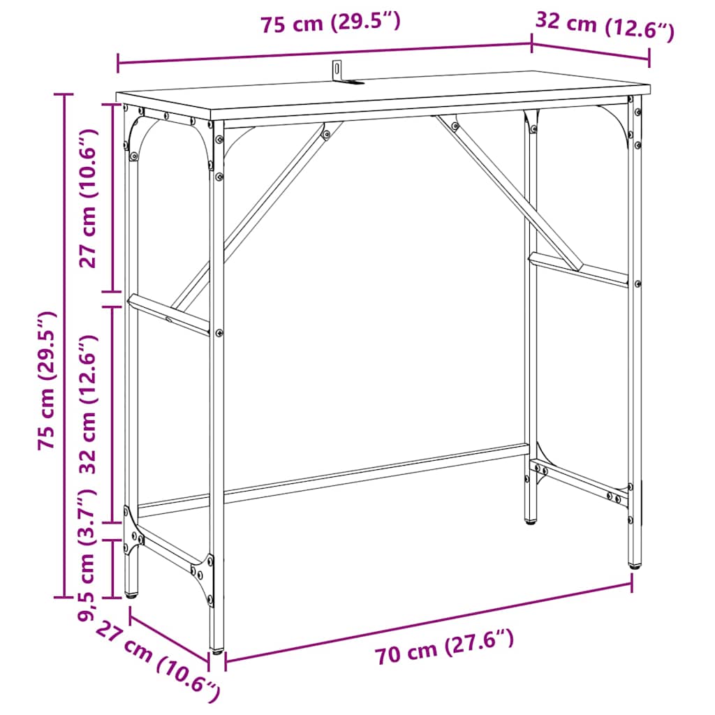 Konzolna stolica Umjetnički hrast 75 x 32 x 75 cm