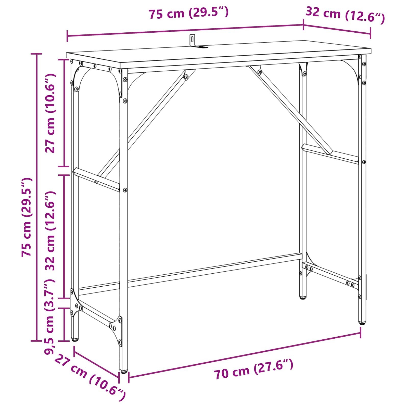 Konzolna stolica Umjetnički hrast 75 x 32 x 75 cm