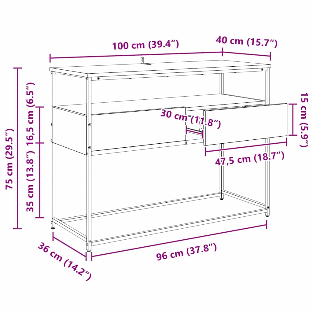 Konzolna stolica Crni hrast 100 x 40 x 75 cm Konstruirano drvo