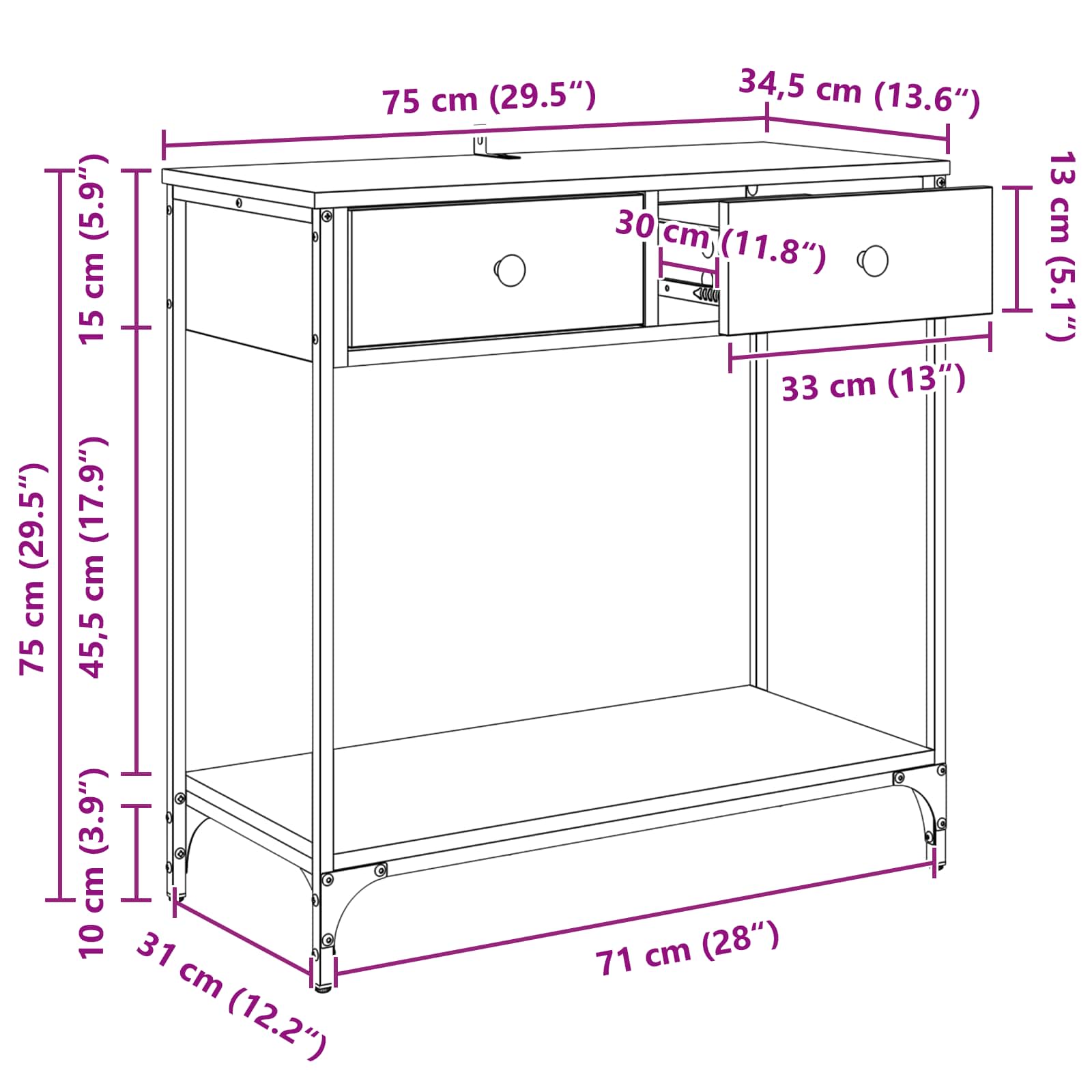 Konzolna stolica Crni hrast 75 x 34,5 x 75 cm Konstruirano drvo