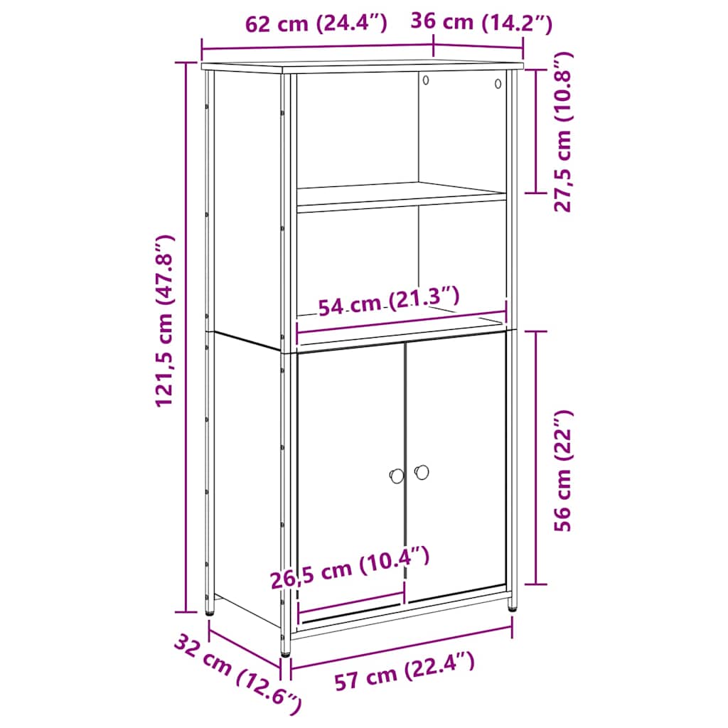 Highboard Staro drvo 62 x 36 x 121,5 cm Konstruirano drvo
