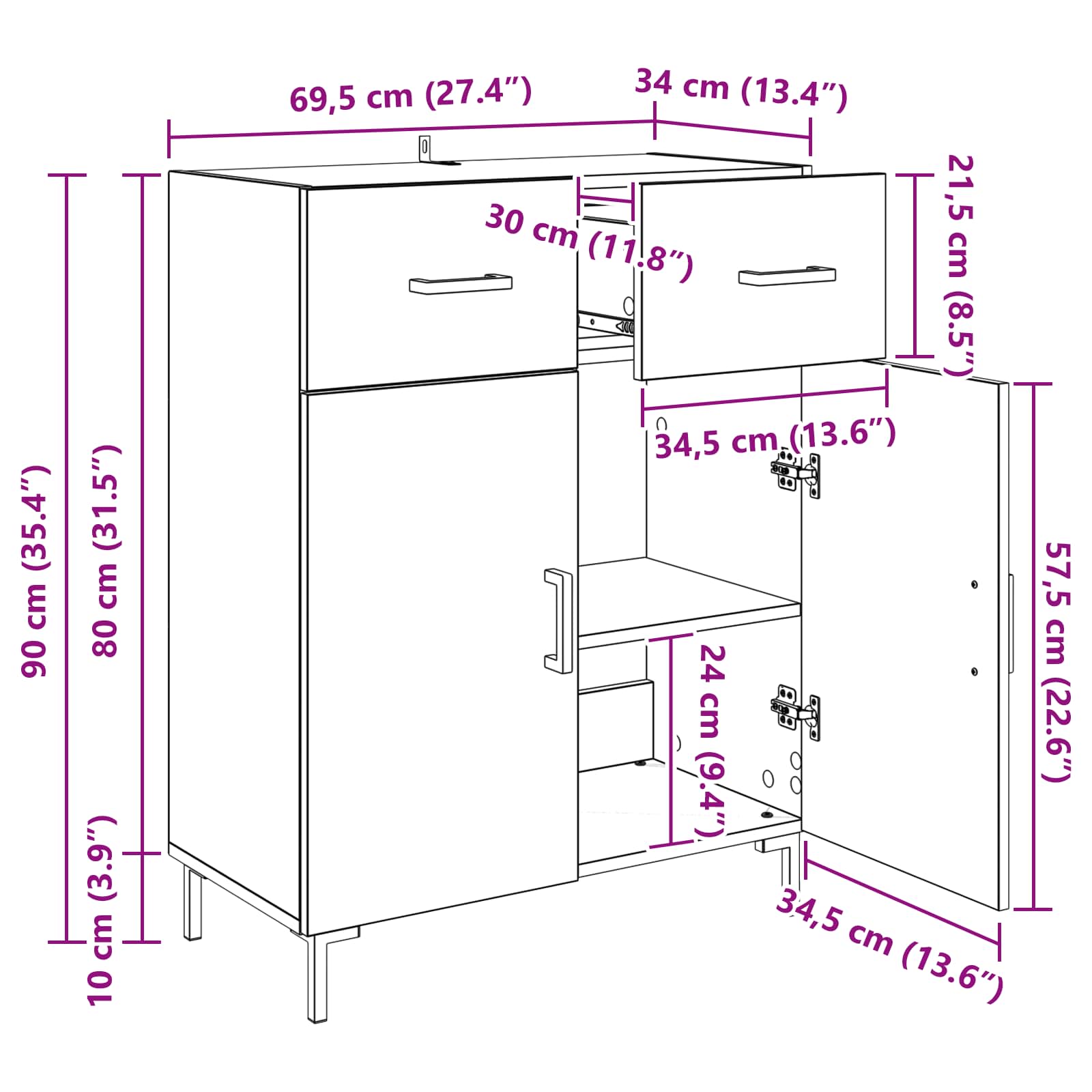 Kreveta Crni hrast 69,5 x 34 x 90 cm Konstruirano drvo