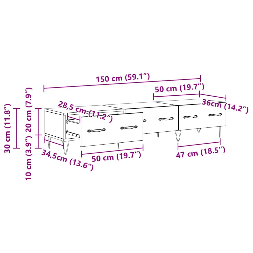 TV ormar Staro drvo 150 x 36 x 30 cm Konstruirano drvo
