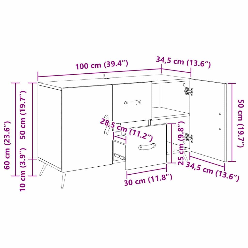 Kreveta Crni hrast 100 x 36 x 60 cm Konstruirano drvo