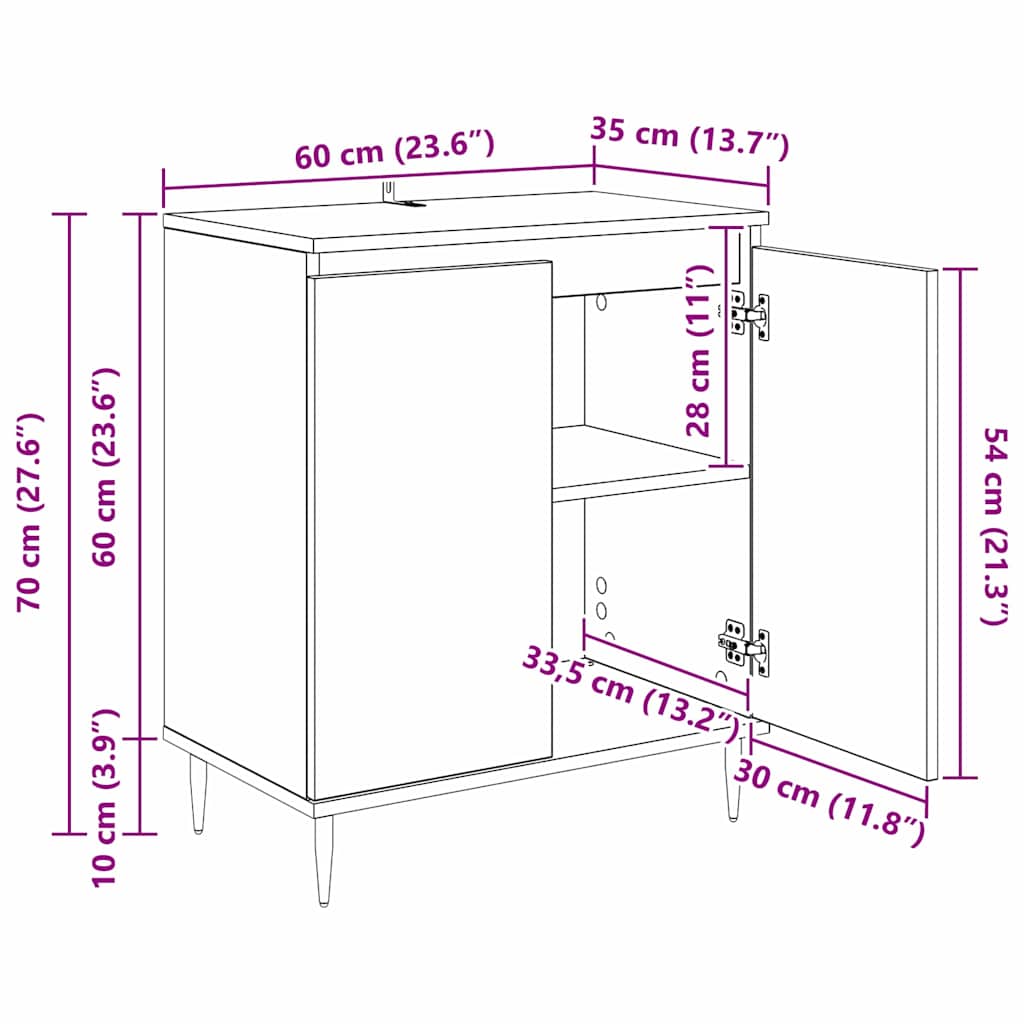Kreveta Crni hrast 60 x 35 x 70 cm Konstruirano drvo
