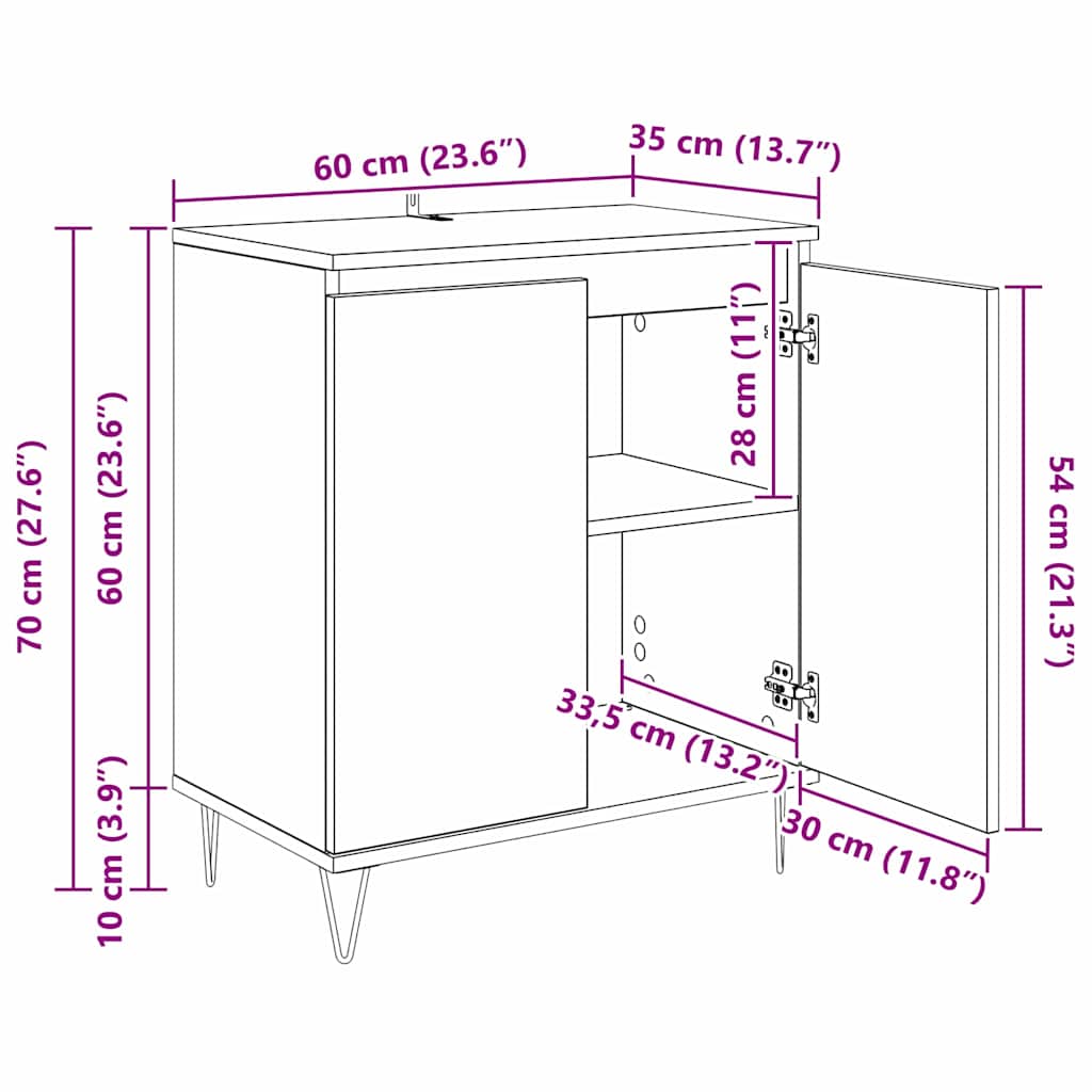 Kreveta Umjetnički hrast 60 x 35 x 70 cm Konstruirano drvo