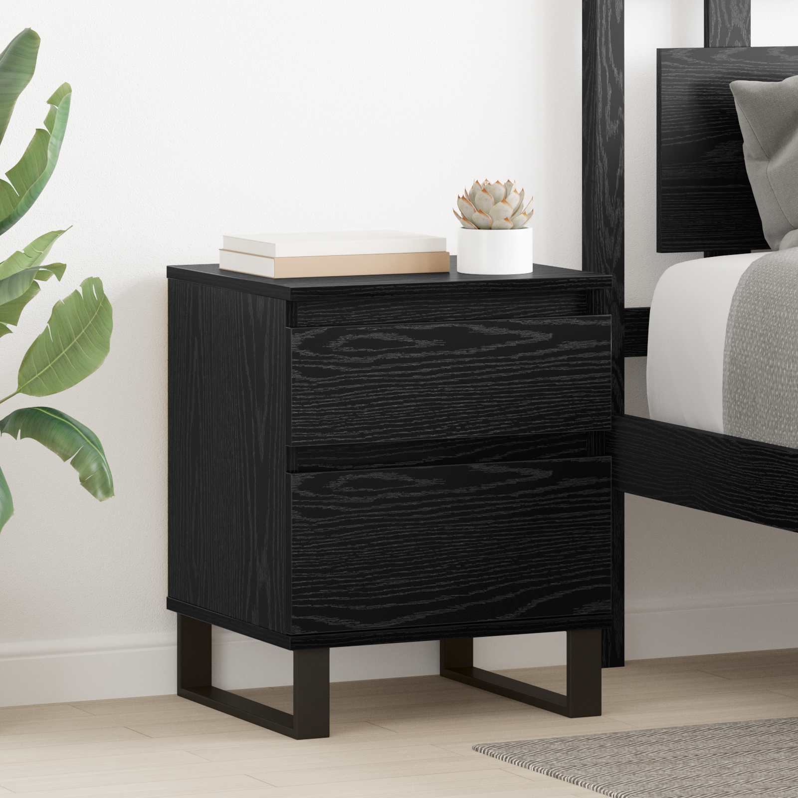 Noćni ormar 2 pcs Crni hrast 40 x 35 x 50 cm Konstruirano drvo