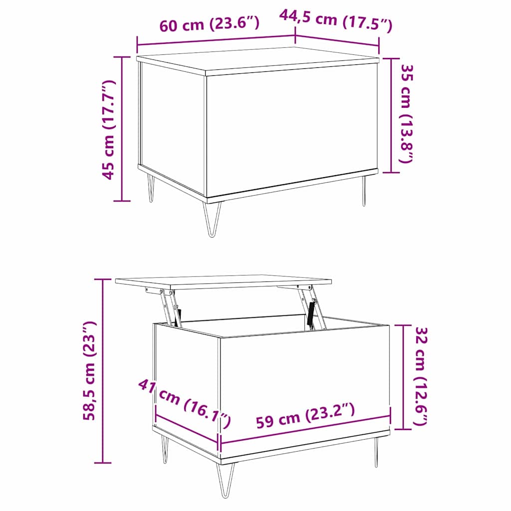Kava Stol Staro drvo 60 x 44,5 x 45 cm Konstruirano drvo