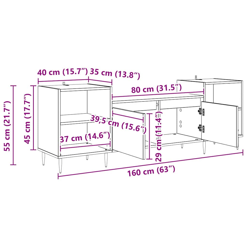TV ormar Staro drvo 160 x 35 x 55 cm Konstruirano drvo