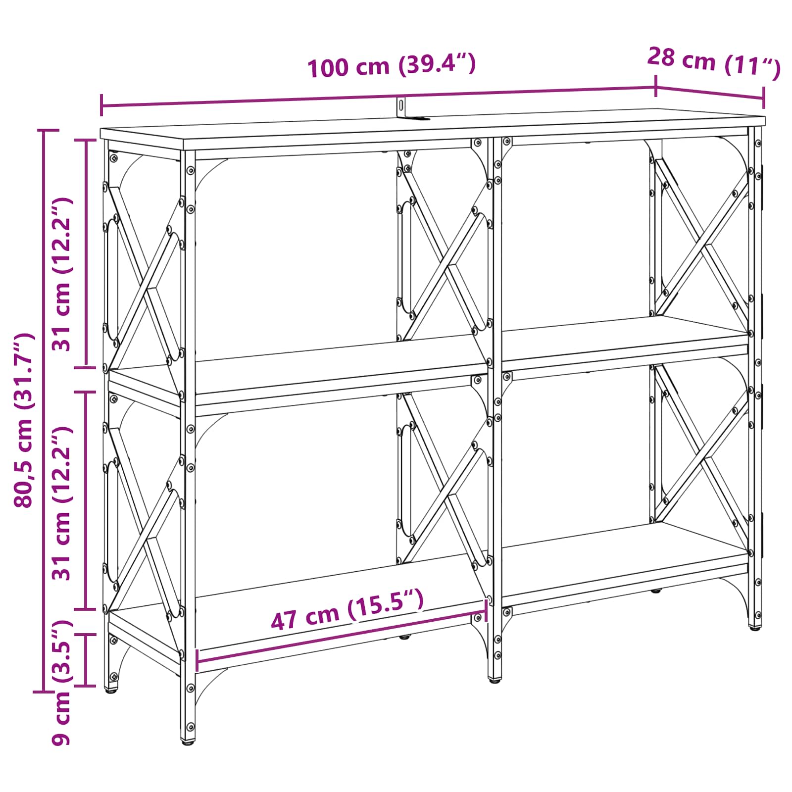 Konzolna stolica Umjetnički hrast 100 x 28 x 80,5 cm