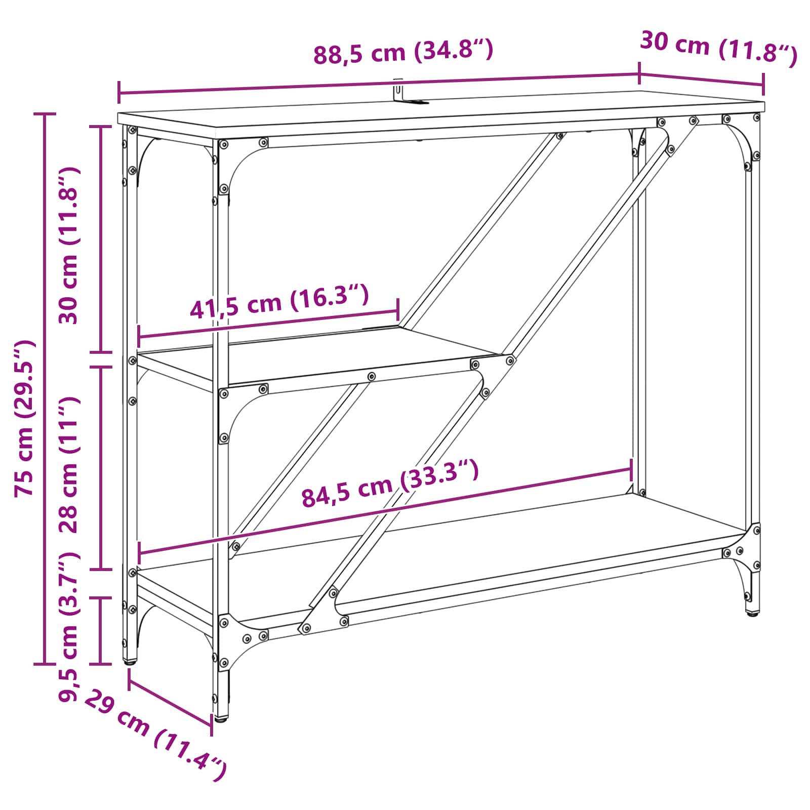 Konzolna stolica Crni hrast 88,5 x 30 x 75 cm Konstruirano drvo