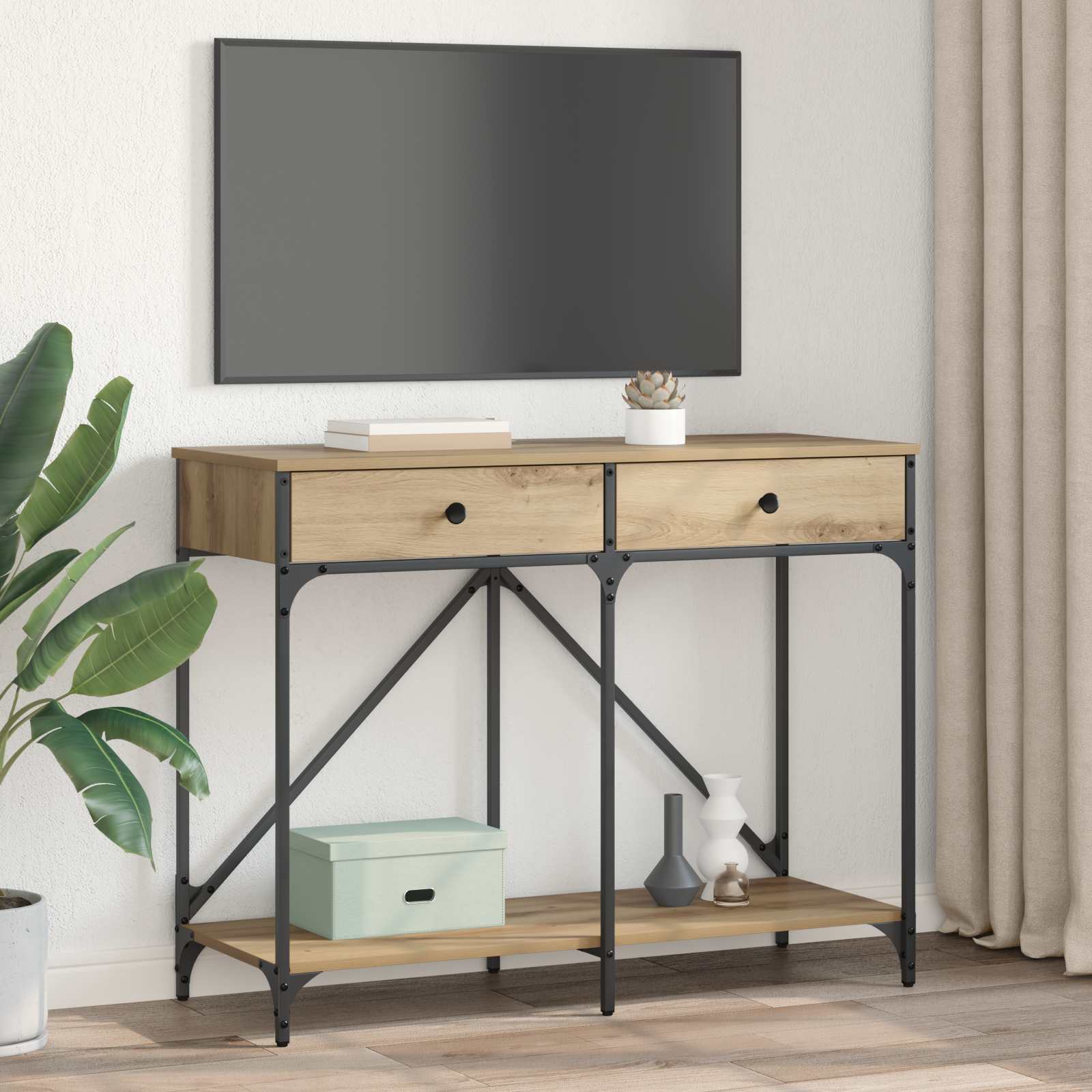 Konzolna stolica s ladicama Umjetnički hrast 100 x 39 x 78,5 cm