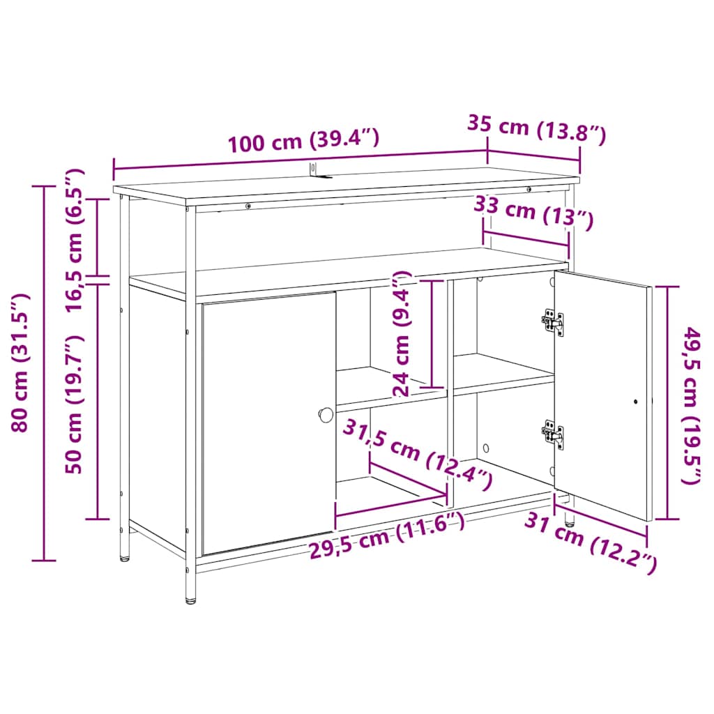 Kreveta Umjetnički hrast 100 x 35 x 80 cm Konstruirano drvo