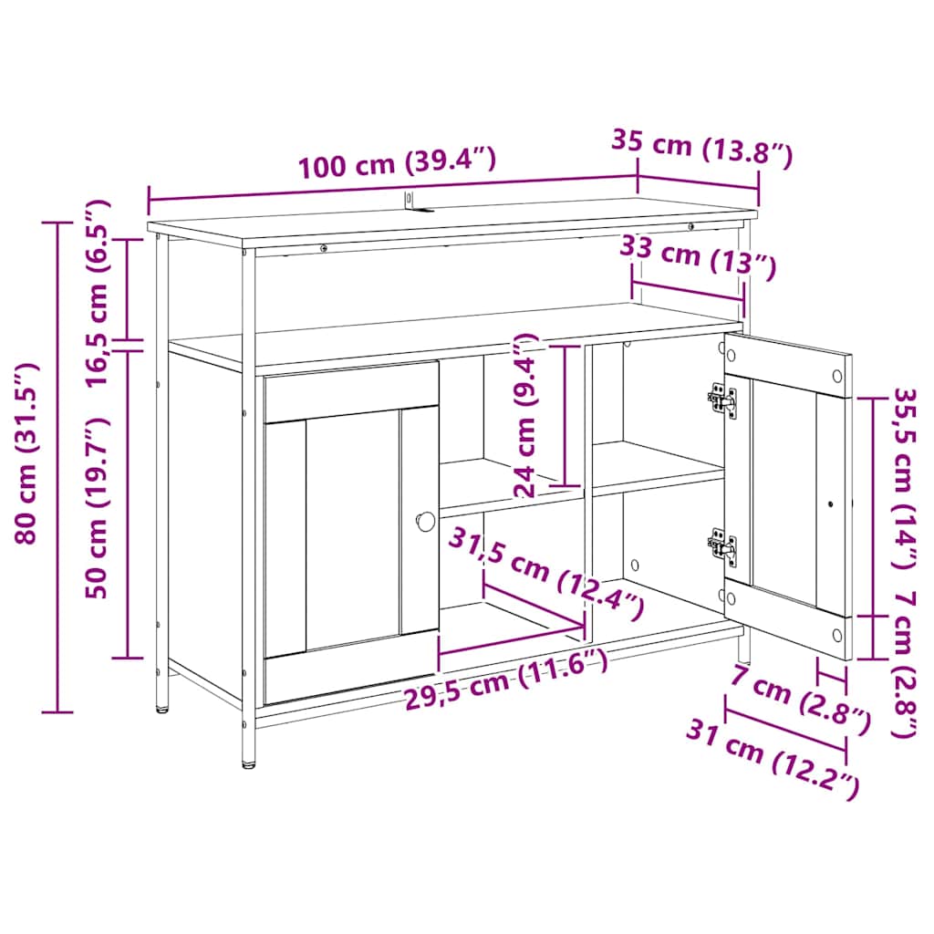 Kreveta Crni hrast 100 x 35 x 80 cm Konstruirano drvo