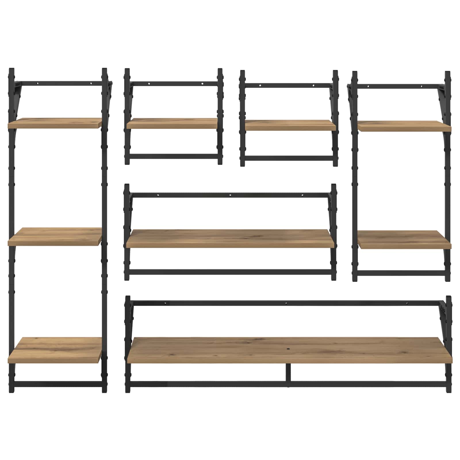 Set zidnih polica Zidne 6 pcs Umjetnički hrast 100 x 25 x 30 cm