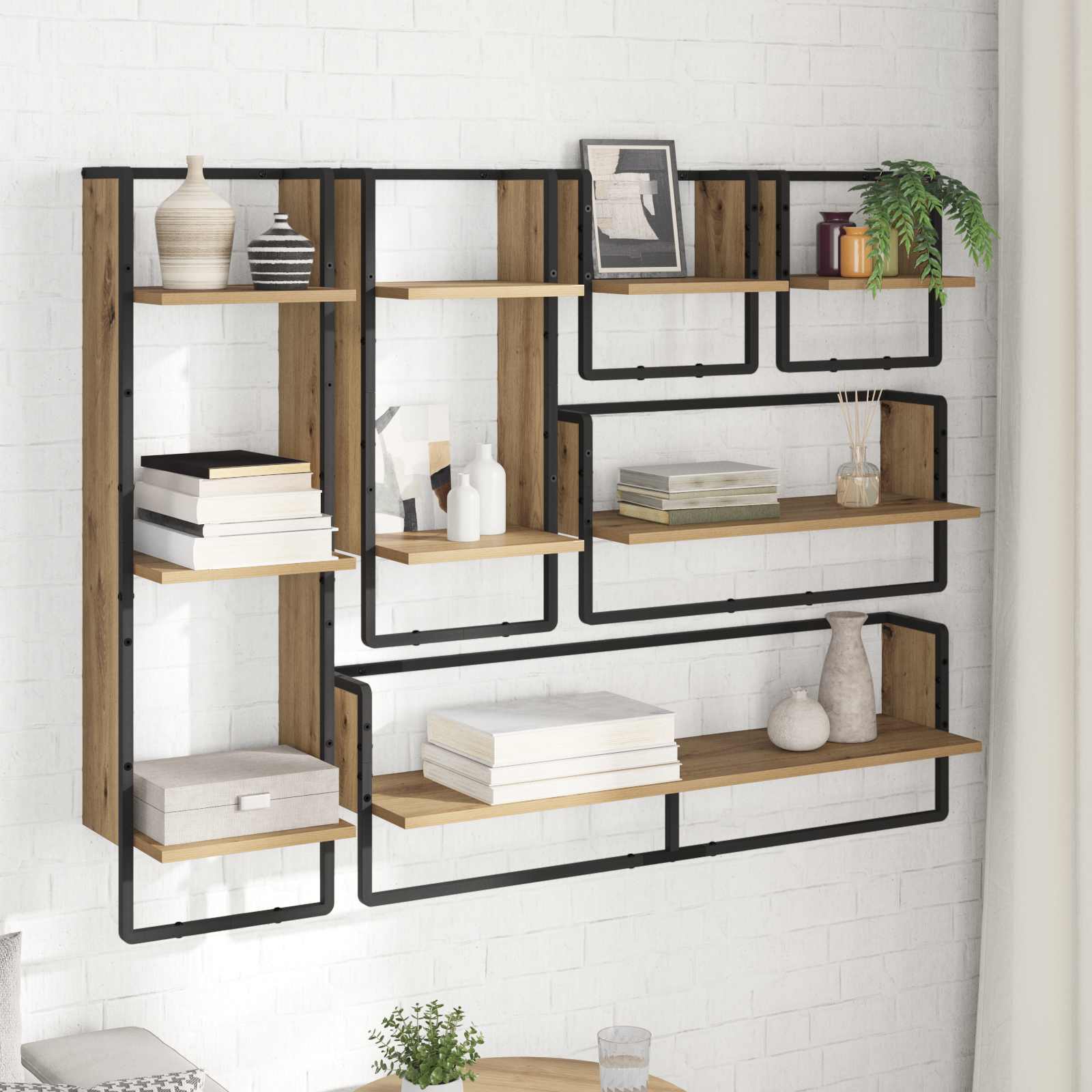 Set zidnih polica Zidne 6 pcs Umjetnički hrast 100 x 25 x 30 cm