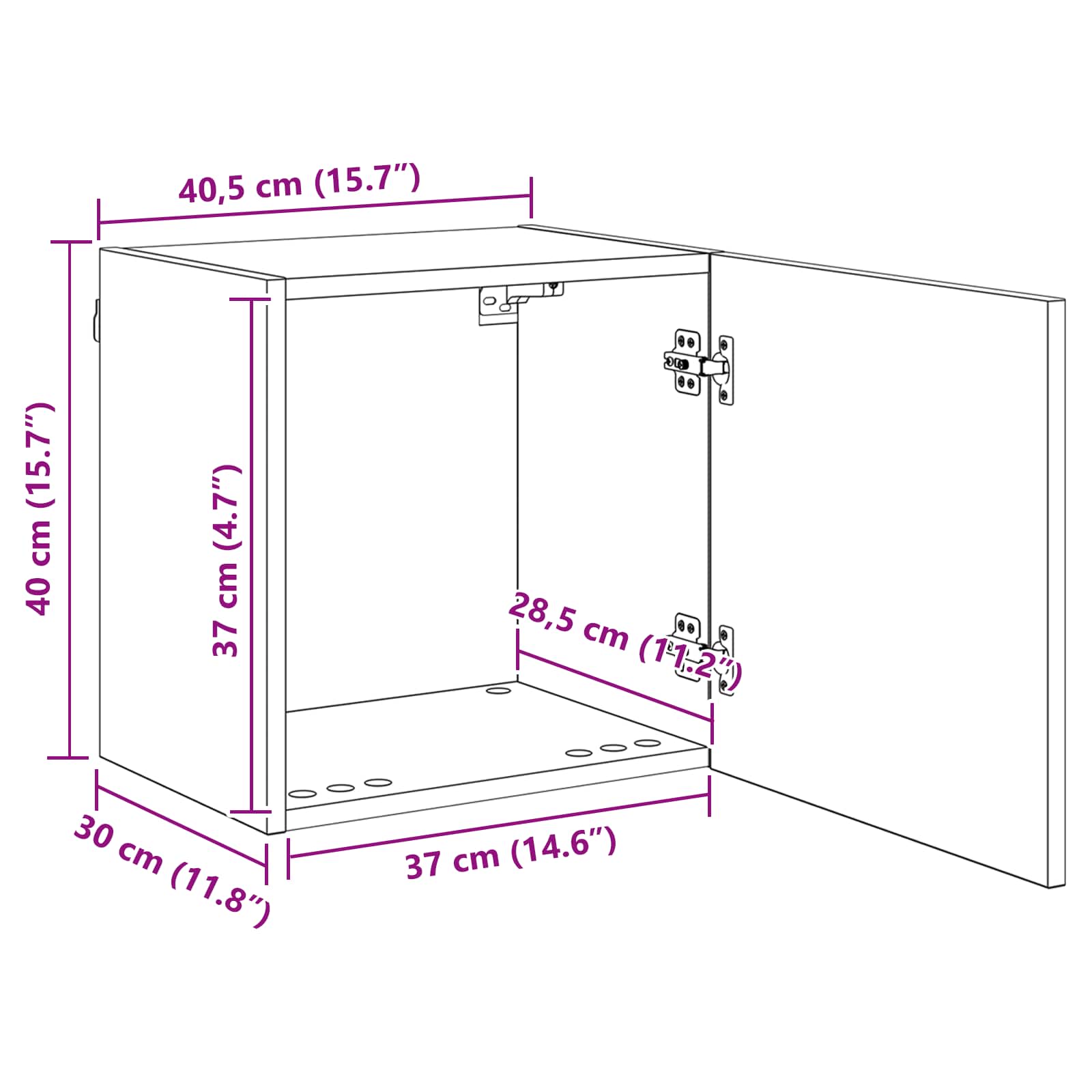TV zidni ormar Zidne Crni hrast 40,5x30x40cm Konstruirano drvo