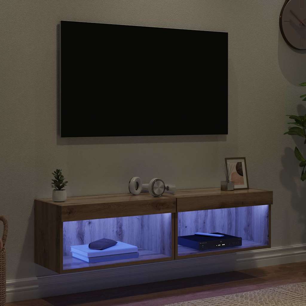 Set TV komoda Zidne 2 pcs Umjetnički hrast 60 x 30 x 30 cm