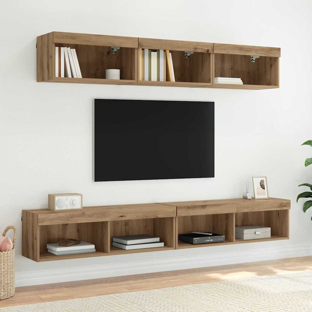 Set TV komoda Zidne 2 pcs Umjetnički hrast 100 x 30 x 30 cm
