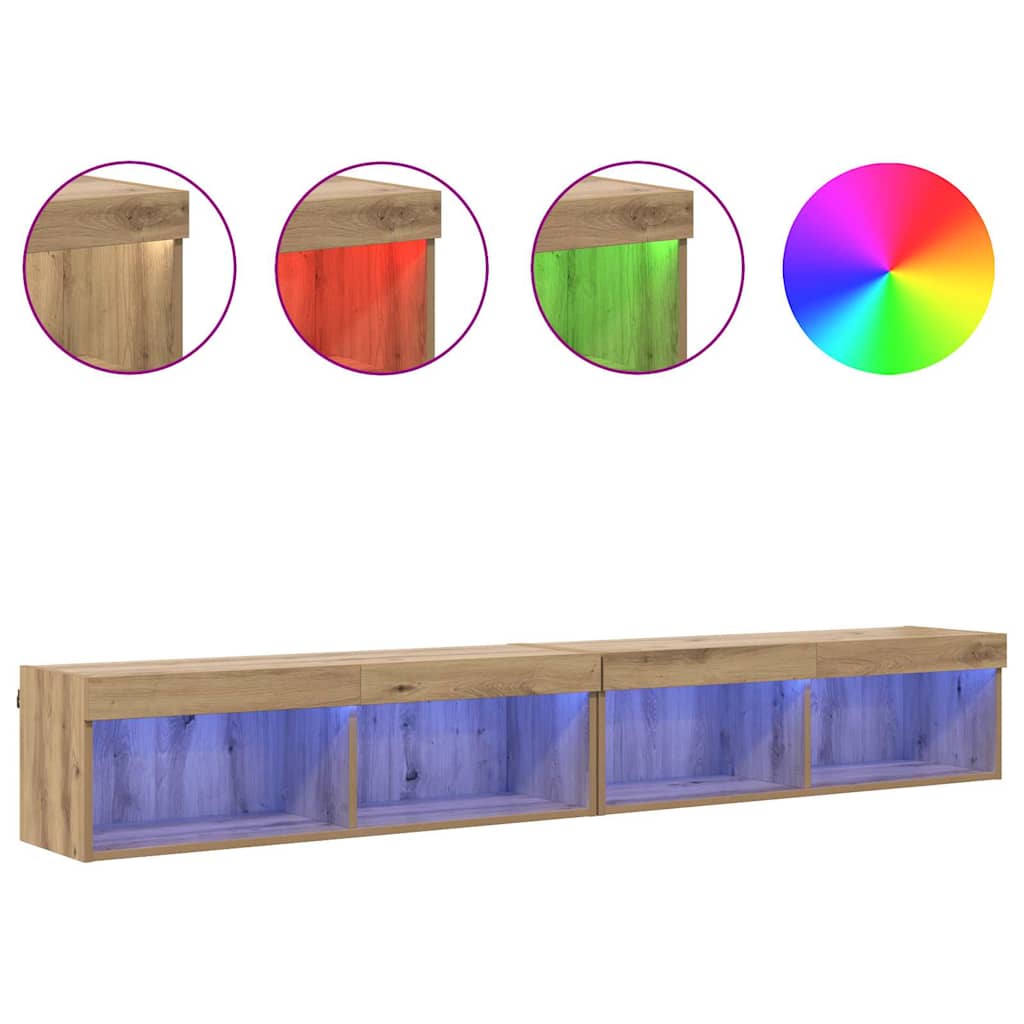Set TV komoda Zidne 2 pcs Umjetnički hrast 100 x 30 x 30 cm