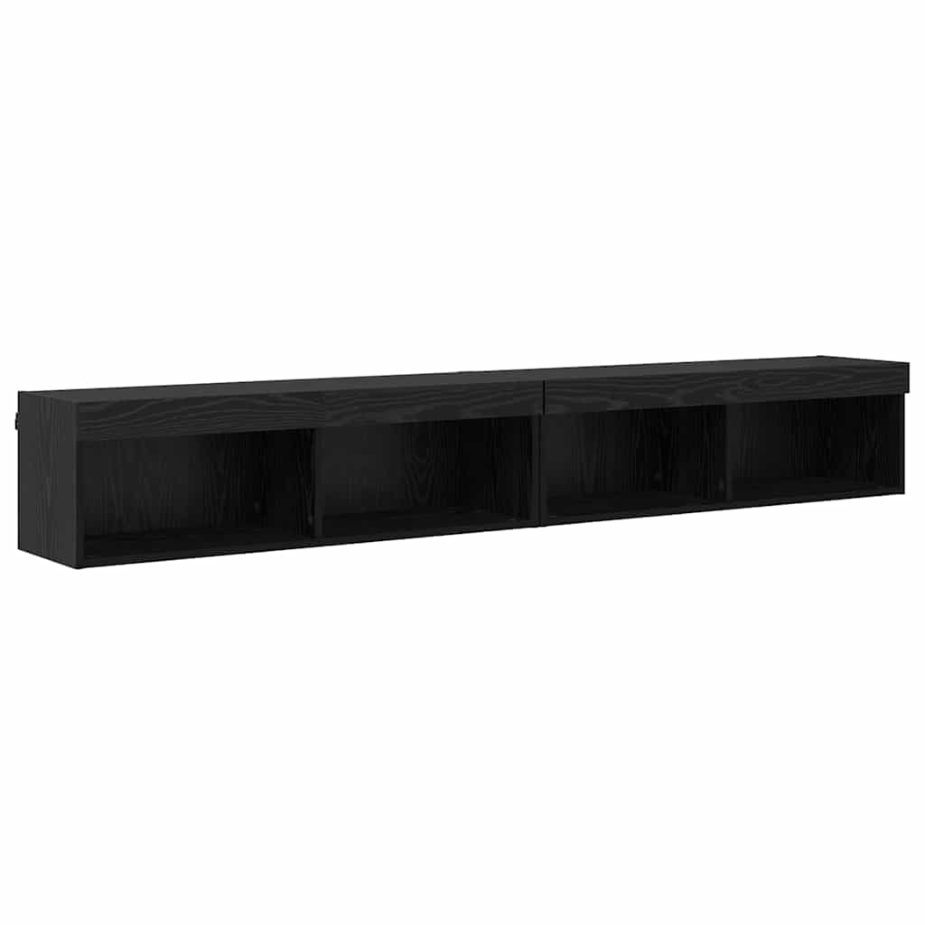 Set TV komoda s LED svjetlima 2 pcs Crni hrast 100 x 30 x 30 cm