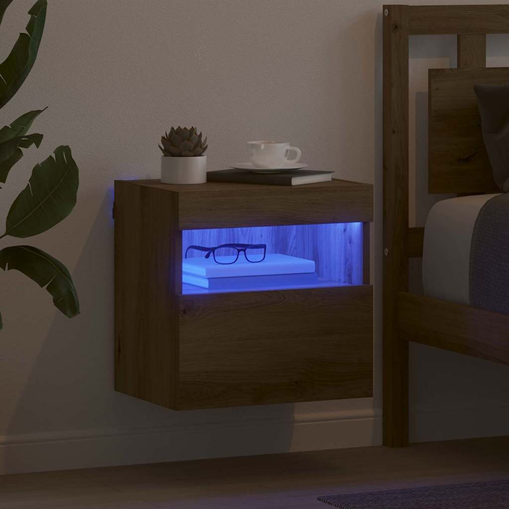 TV zidni ormar s LED svjetlima Umjetnički hrast 40 x 30 x 40 cm