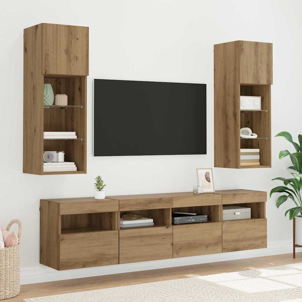 TV zidni ormar s LED svjetlima Umjetnički hrast 40 x 30 x 40 cm
