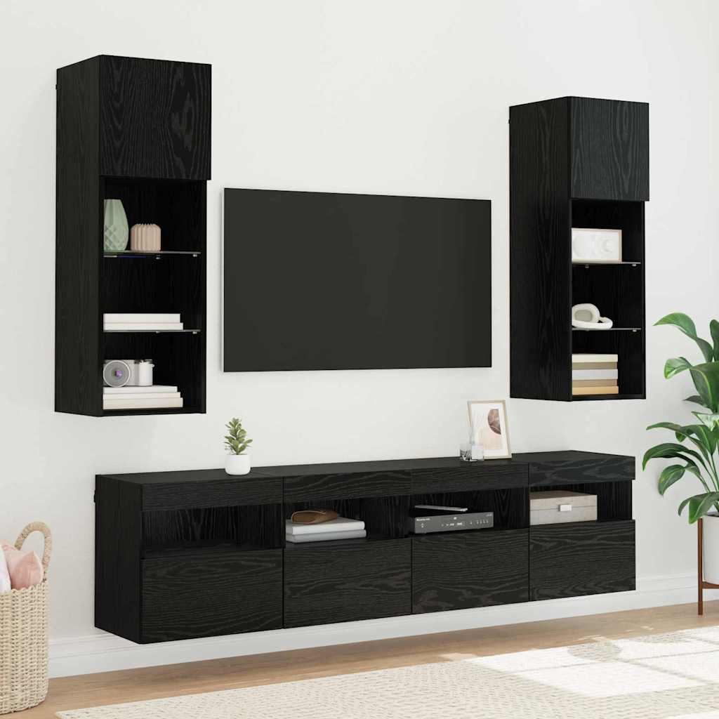 TV zidni ormari Zidne 2 pcs Crni hrast 40 x 30 x 40 cm