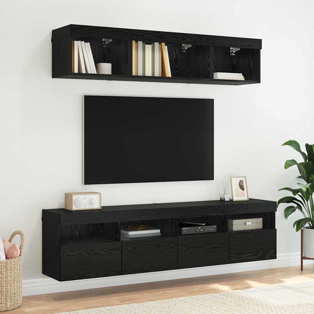 TV zidni ormari Zidne 2 pcs Crni hrast 80 x 30 x 40 cm