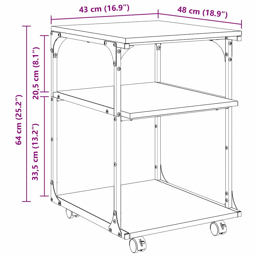 Držač za printer Umjetnički hrast 43 x 48 x 64 cm