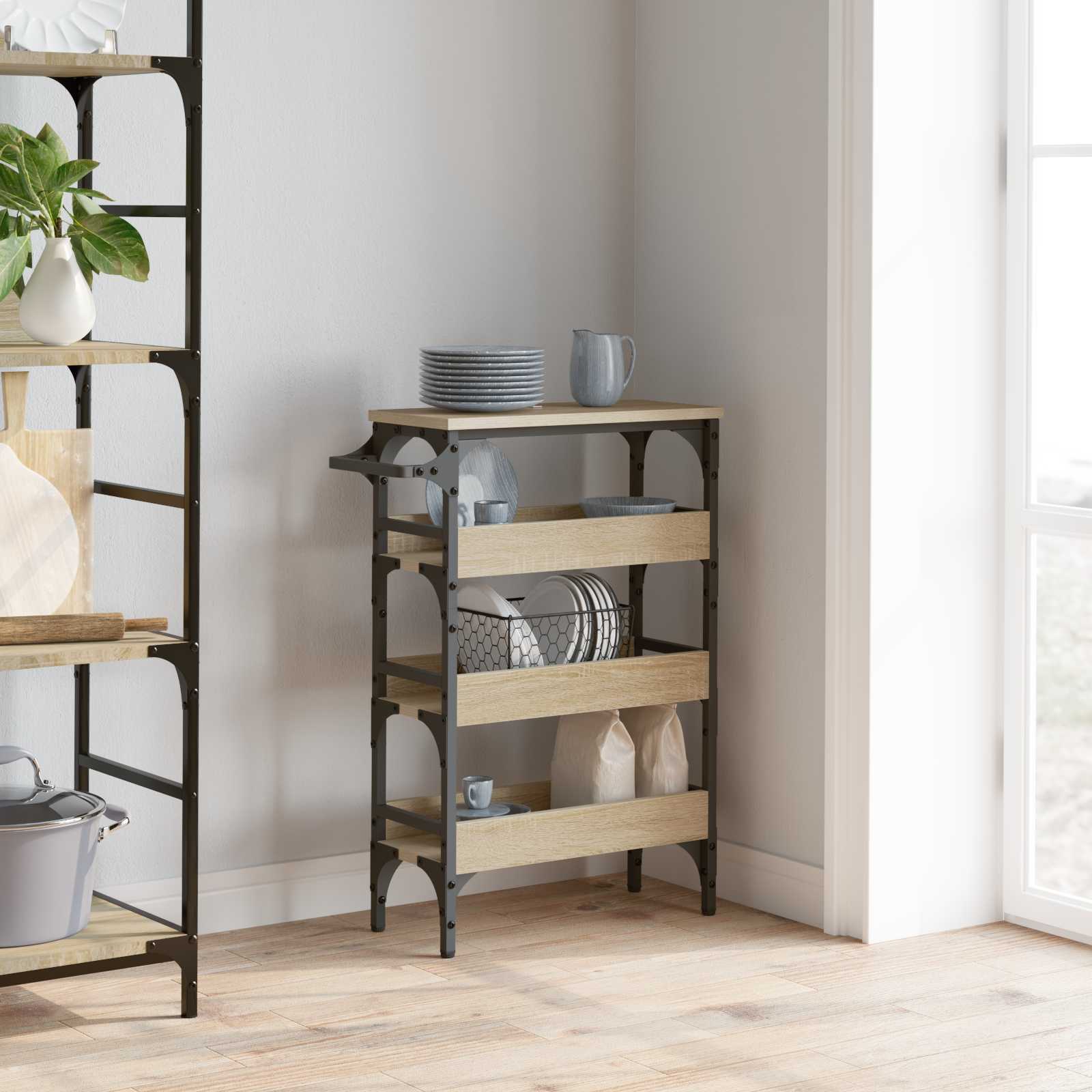 Kuhinjski kolica Sonoma hrast 53 x 20 x 76 cm Konstruirano drvo