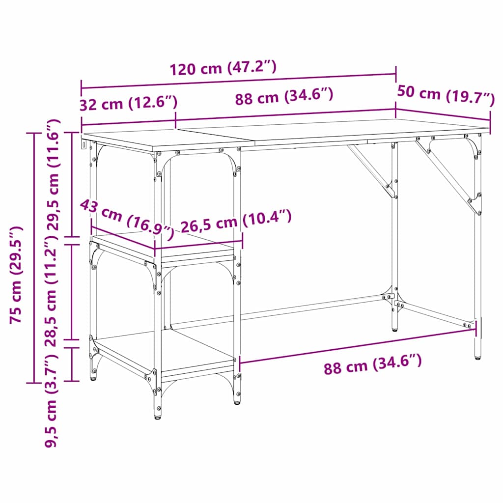 Stol Umjetnički hrast 120 x 50 x 75 cm Konstruirano drvo