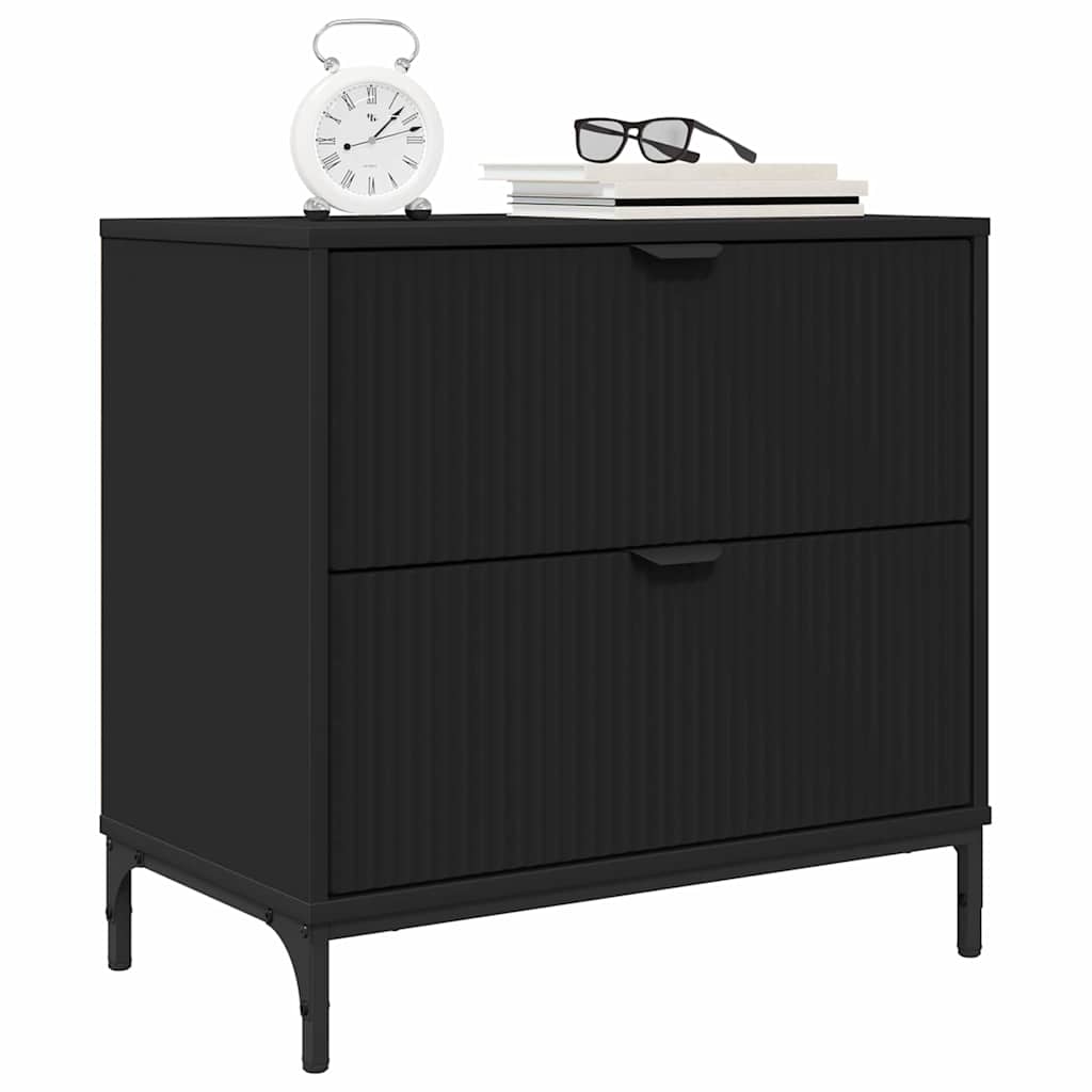 Noćni ormarić Crna 63.5 x 36 x 61 cm Konstruirano drvo