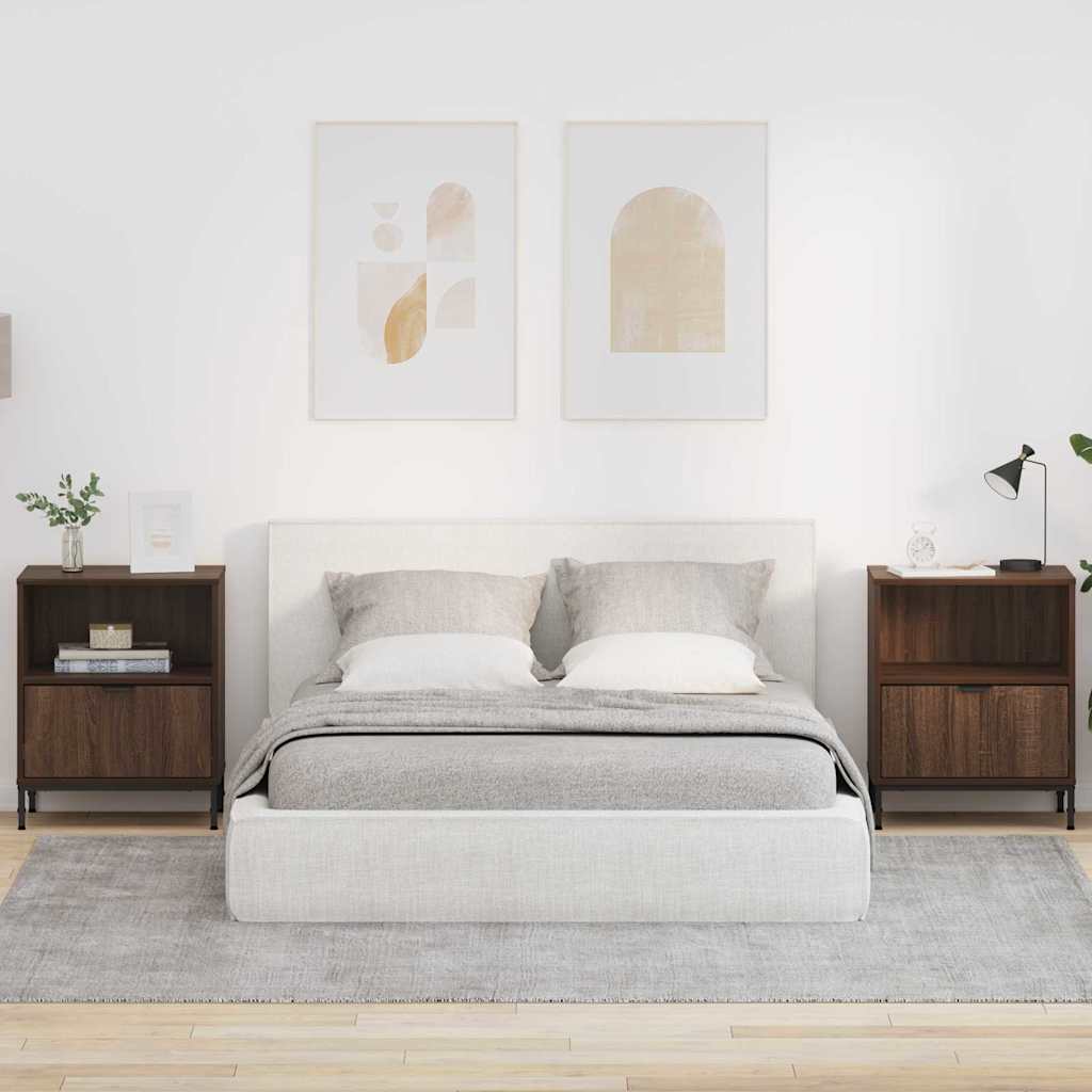 Noćni ormar 2 pcs Smeđi hrast 49 x 36 x 61 cm Konstruirano drvo