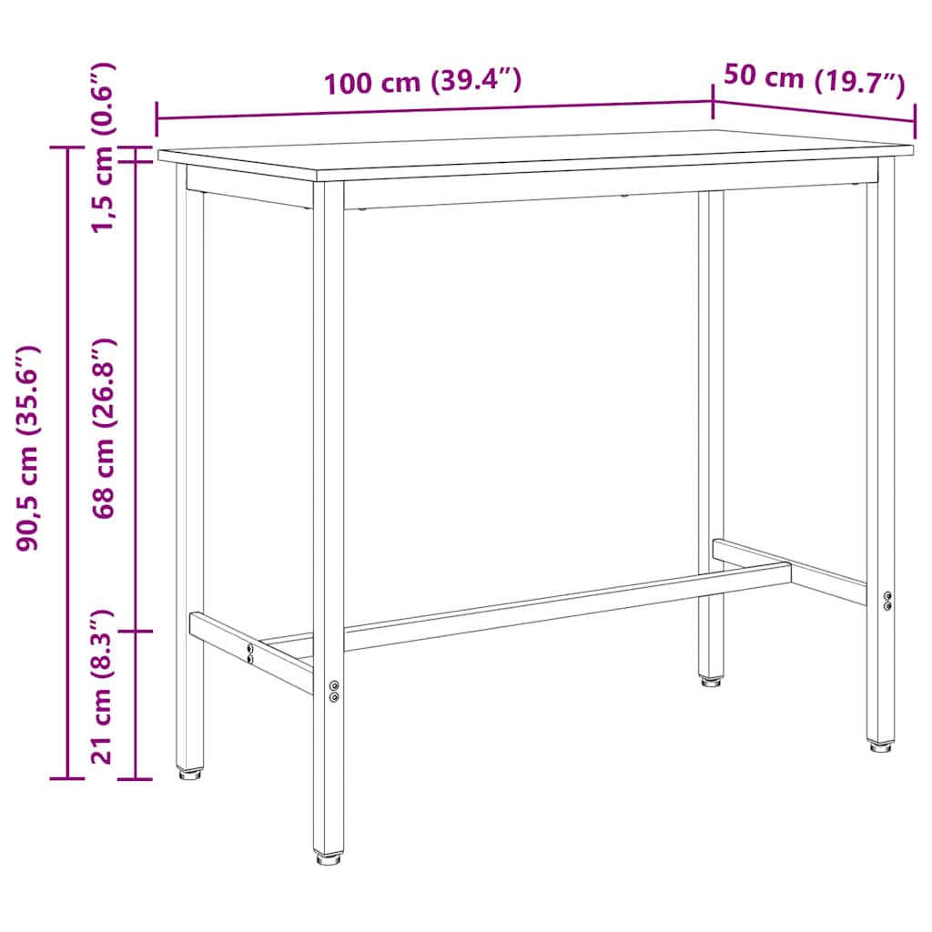 stol Staro drvo 100 x 50 x 90,5 cm Inženjerska drva i čelik