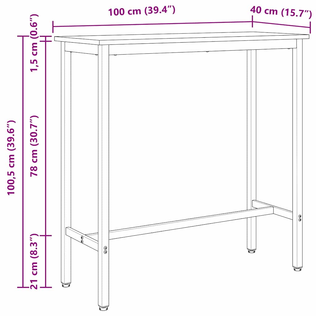 stol Staro drvo 100 x 40 x 100,5 cm Inženjerska drva i čelik