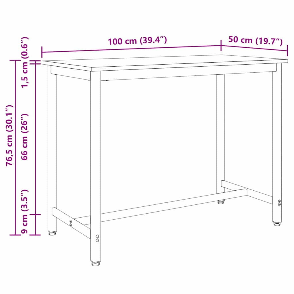 stol Ume oklop 100 x 50 x 76,5 cm Inženjerska drva i čelik