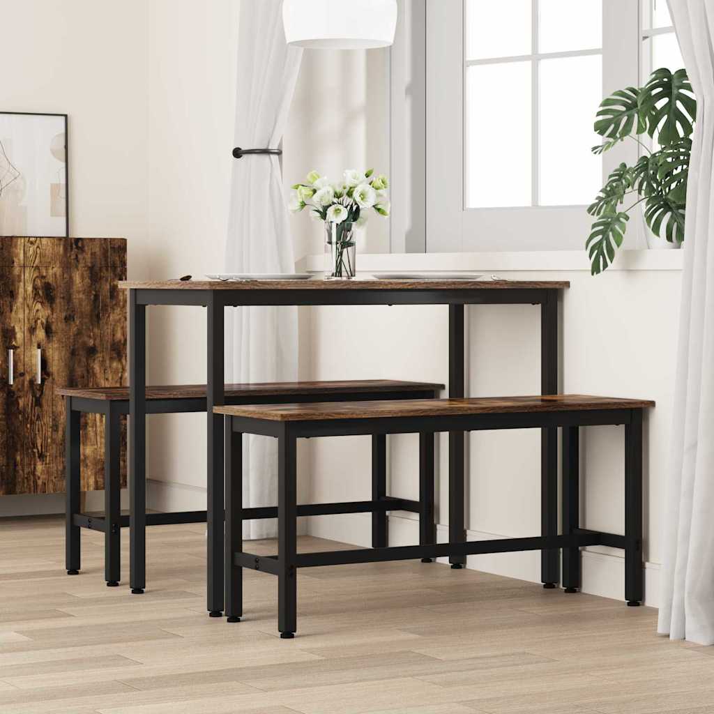 Klupa za blagovanje 2 pcs Dimljeni hrast 100 x 32,5 x 48,5 cm