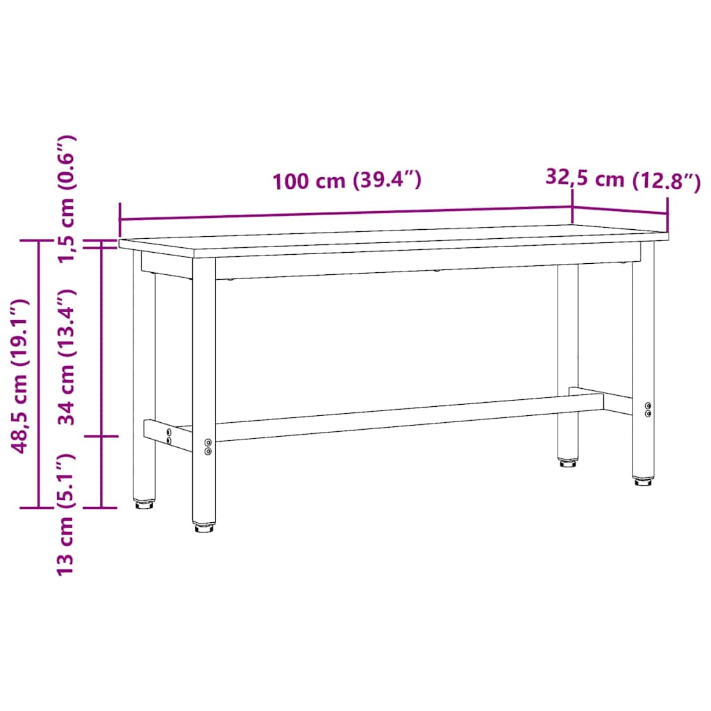 Klupa za blagovanje 2 pcs Umjetnički hrast 100 x 32,5 x 48,5 cm