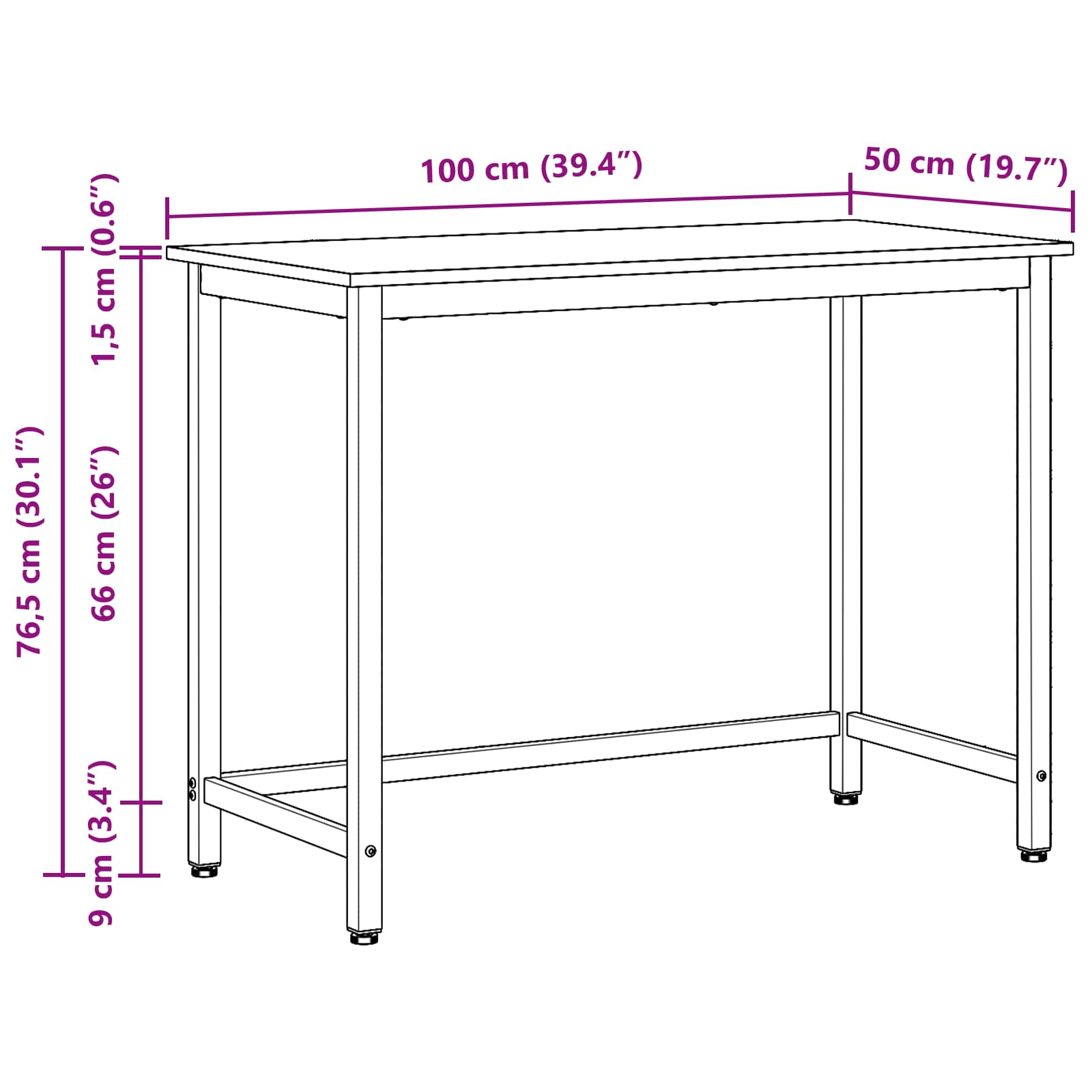 stol Dimljeni hrast 100 x 50 x 76,5 cm Inženjerska drva i čelik