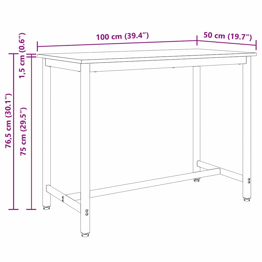 stol Crni hrast 100 x 50 x 76,5 cm Inženjerska drva i čelik