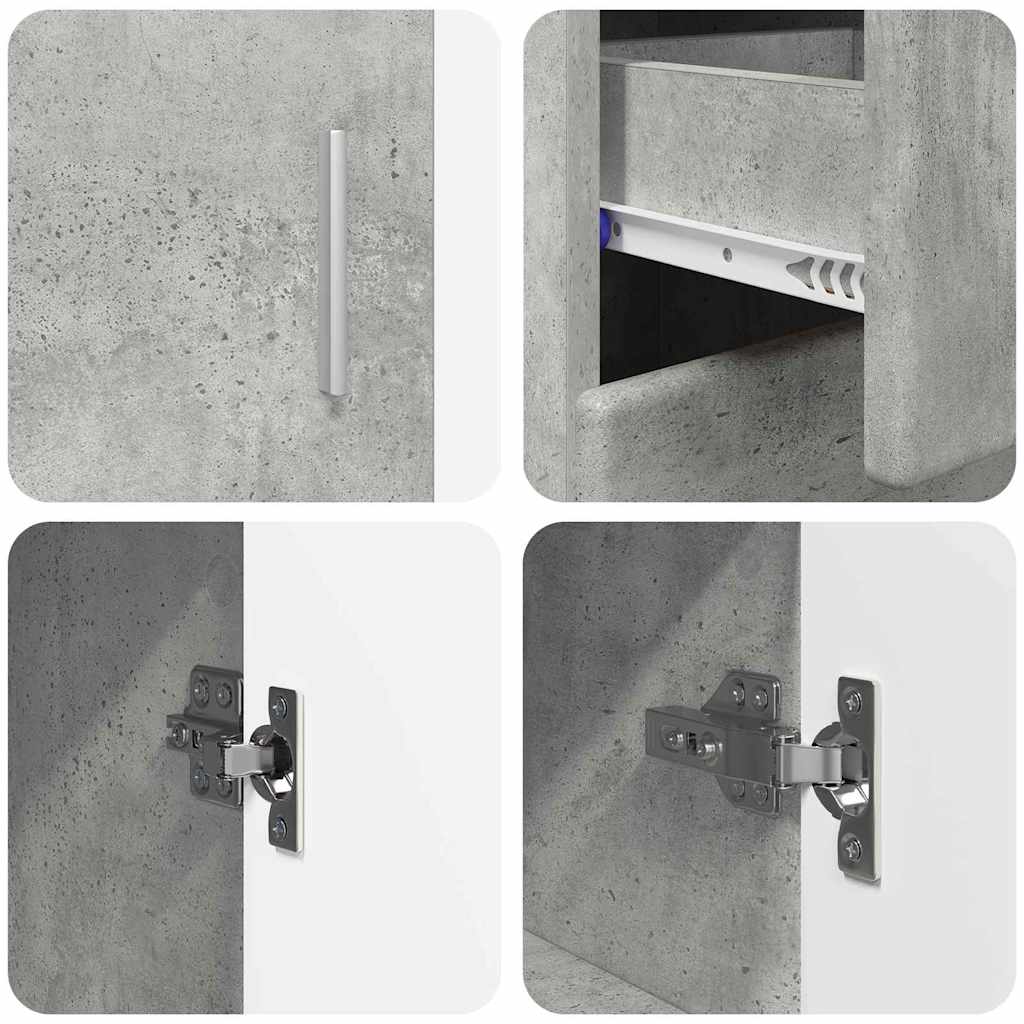 Kreveta s policom FLORIN Betonski sivi 88,5 x 30,5 x 73 cm