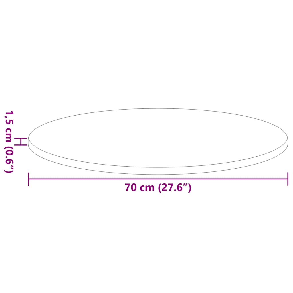Gornji dio stola Crna Ø 70 x 1,5 cm Konstruirano drvo