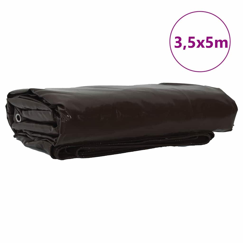 Cerada 650g / m² Smeđa 3,5 x 5 m Platno s PVC premazom