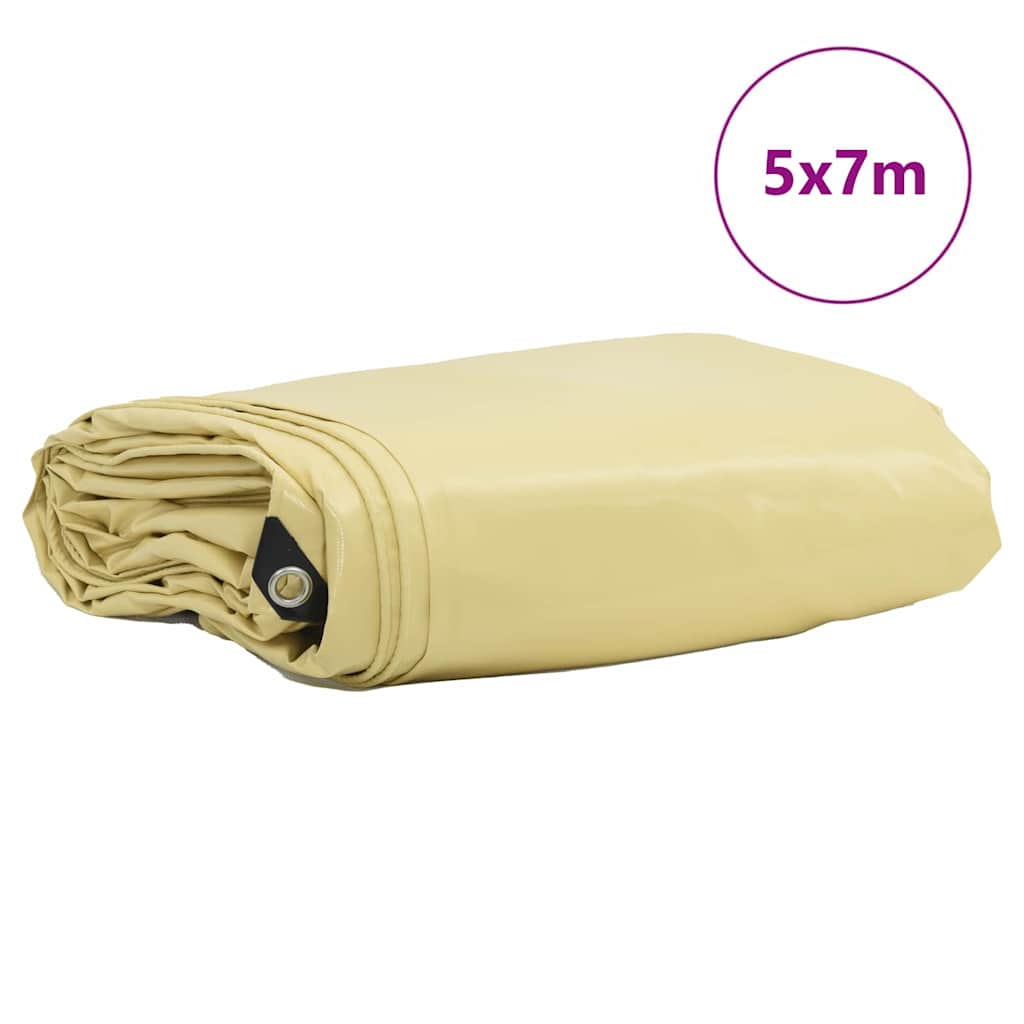 Cerada 650g / m² Bež 5 x 7 m Platno s PVC premazom