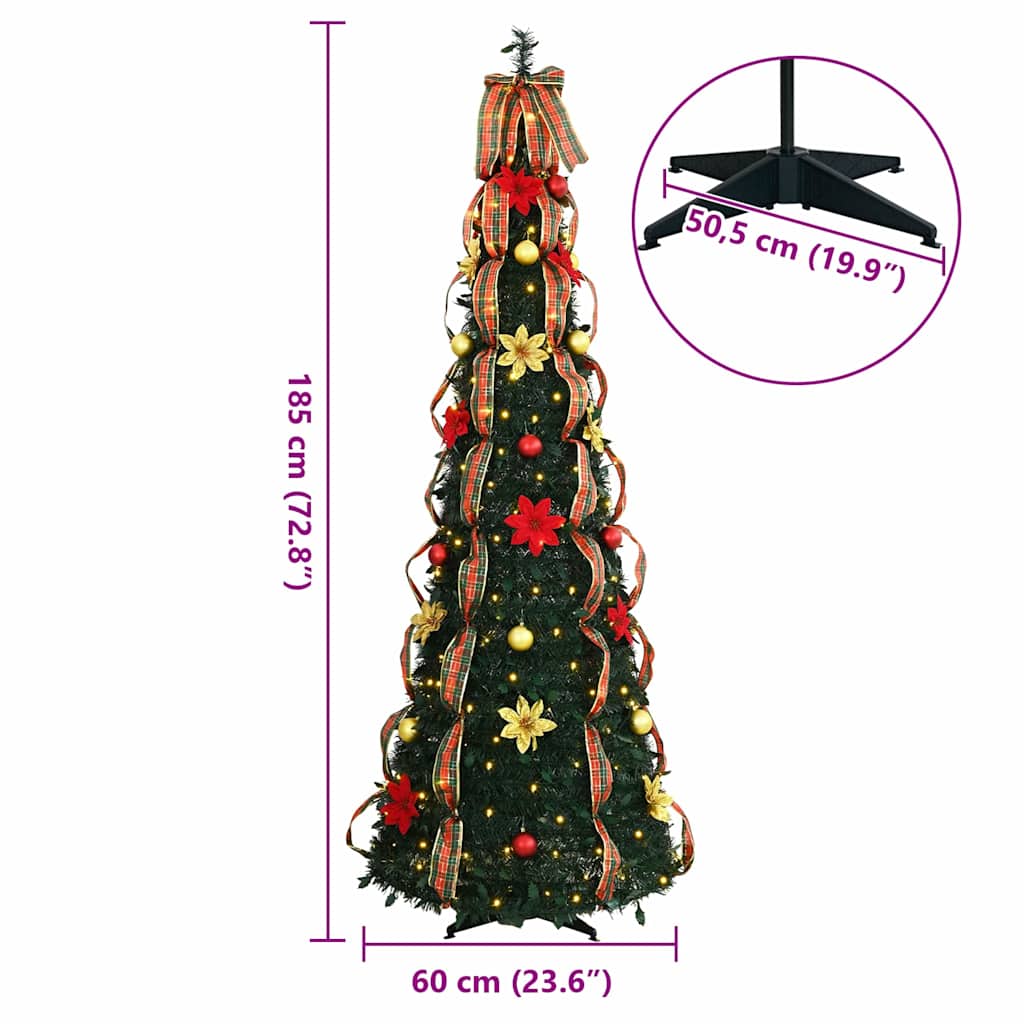 Umjetno božićno drvce s 150 LED svjetlima Zelena 185 cm PVC