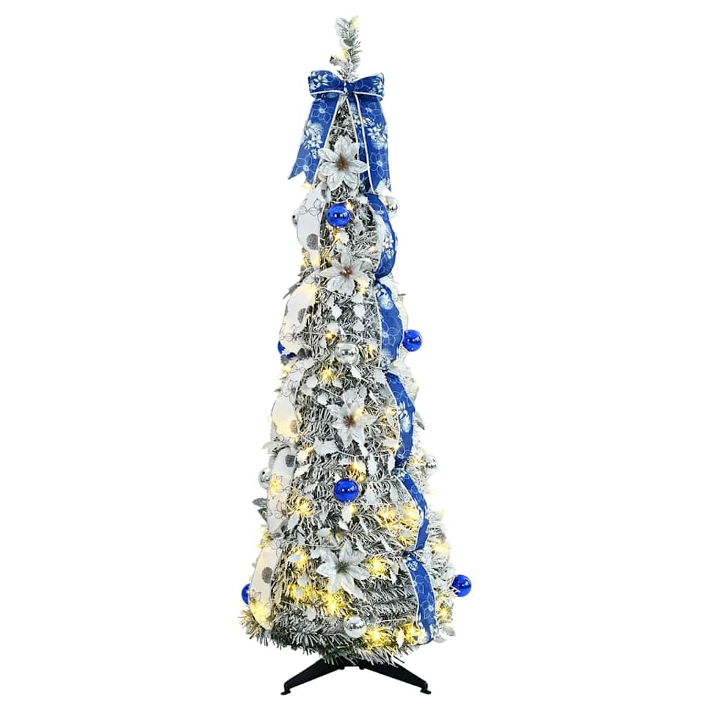 Umjetno božićno drvce s 100 LED svjetlima Bijelo 150 cm PVC