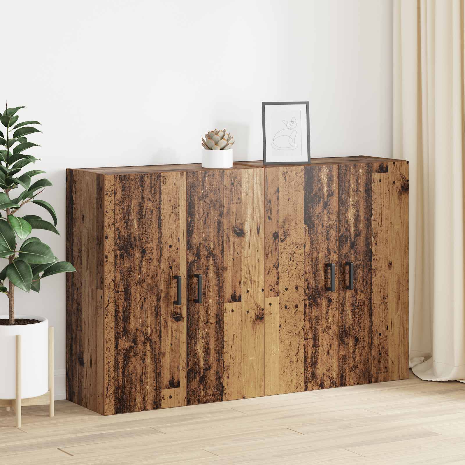 Ormar za montažu na zid 2 pcs Staro drvo 69,5 x 34 x 90 cm