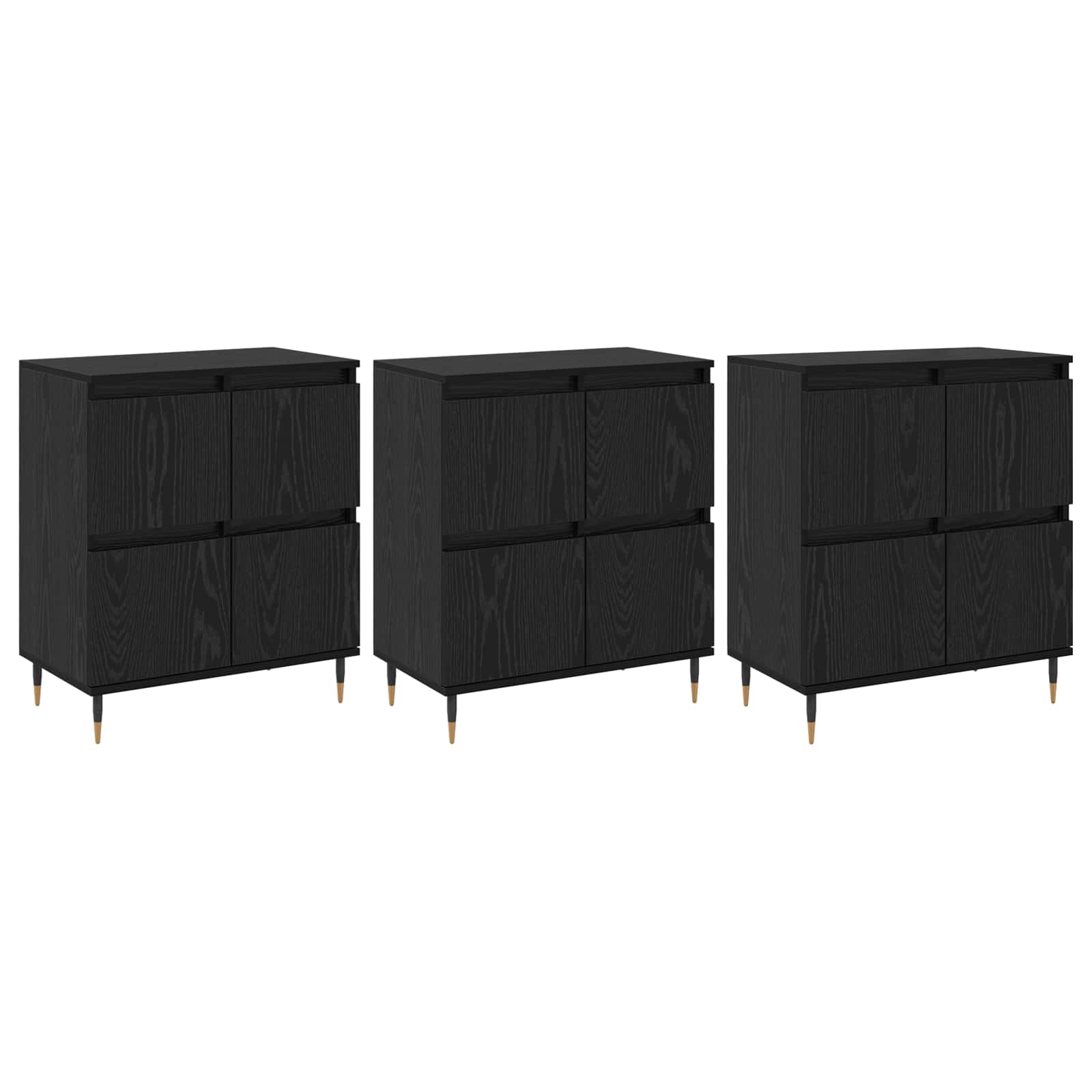 Ormarić za pohranu 3 pcs Crni hrast 60 x 35 x 70 cm