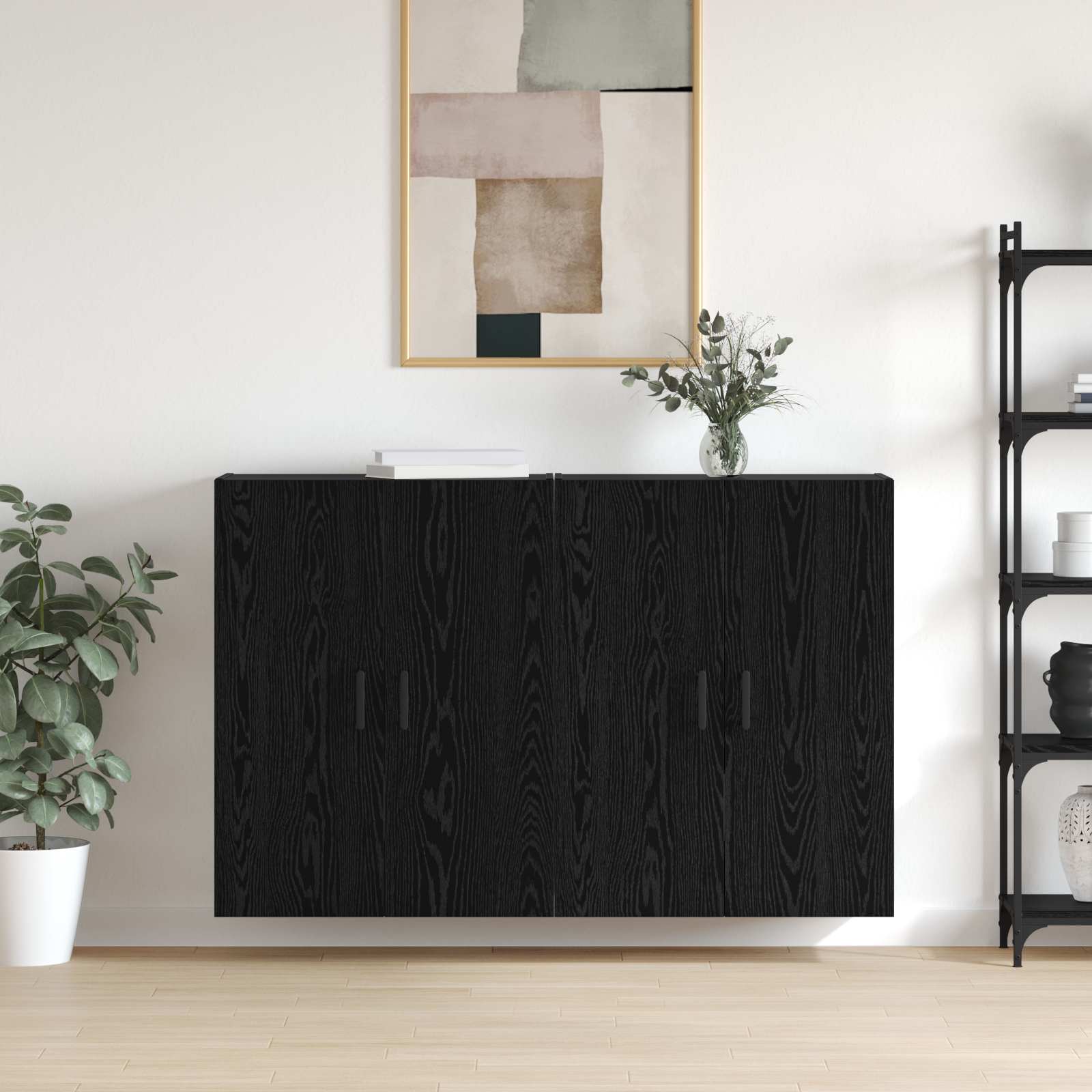 Ormar za montažu na zid 2 pcs Crni hrast 69,5 x 34 x 90 cm